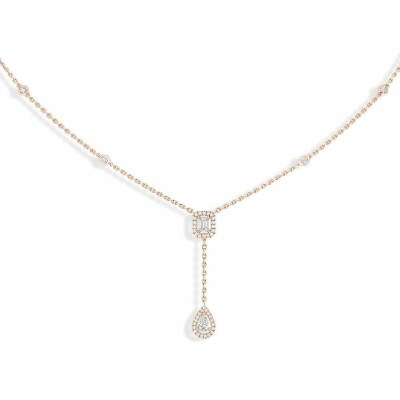 Collier Messika My Twin Cravate en or rose et diamants, 2 x 0.10ct