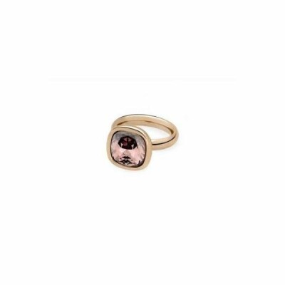 Bague QUDO Lucena en métal doré et pierre de couleur vintage rose, taille 50