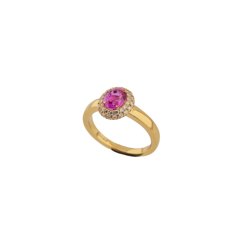 Bague Saphir rose et diamants