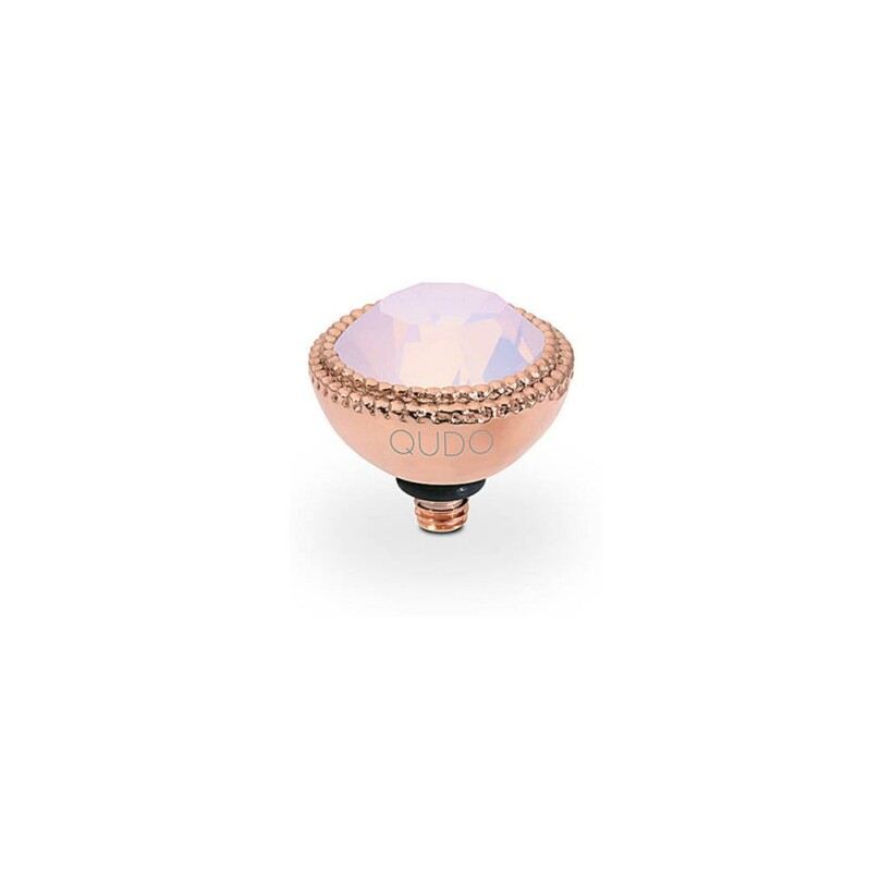 Top QUDO Fabero en métal doré rose et pierre de couleur rose opal