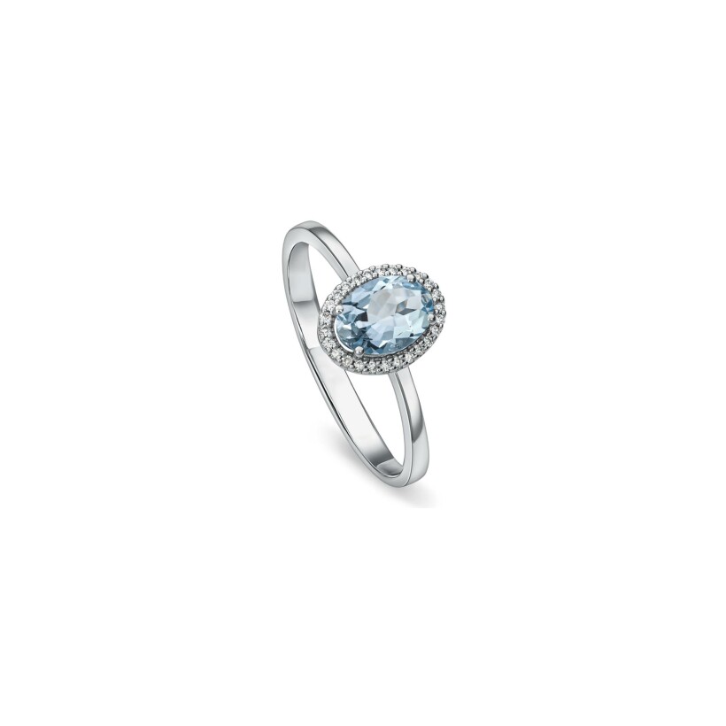Doux ring, white gold, aquamarine and diamonds