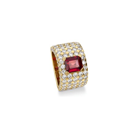 Bague Doux en or jaune, spinelle rouge et diamants