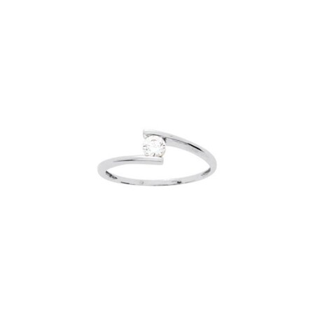 Bague en or blanc et oxyde de zirconium