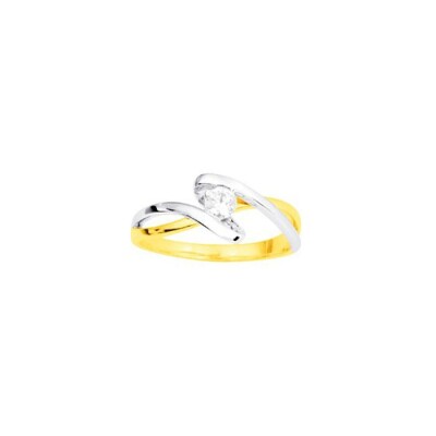 Bague en or jaune rhodié et oxyde de zirconium