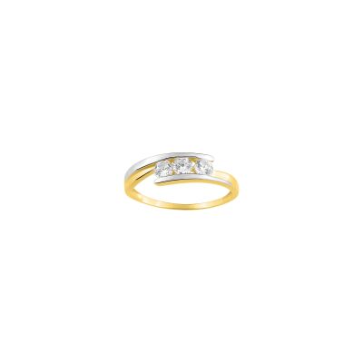 Bague en or jaune, or blanc et oxyde de zirconium