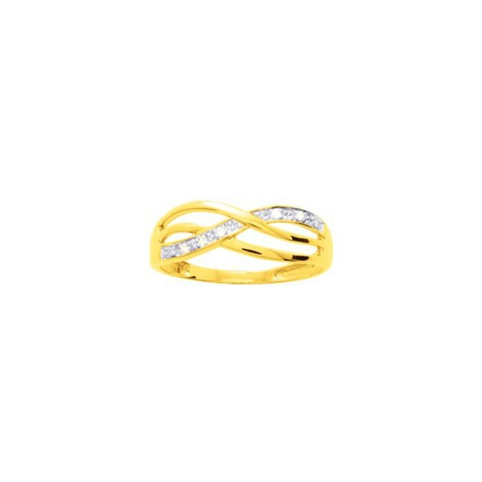 Bague en or jaune, or blanc et oxyde de zirconium