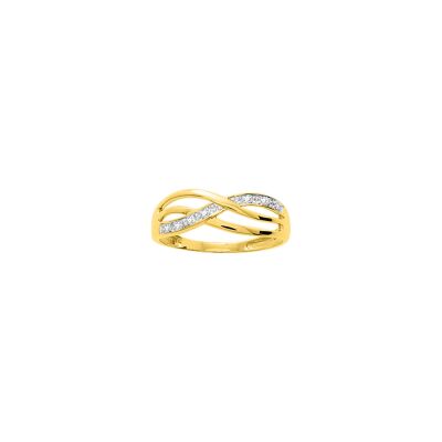Bague en or jaune, or blanc et oxyde de zirconium