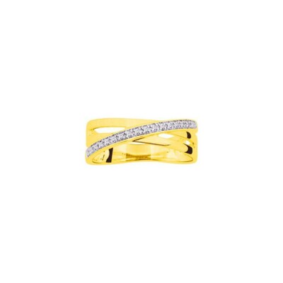 Bague en or jaune rhodié et oxyde de zirconium