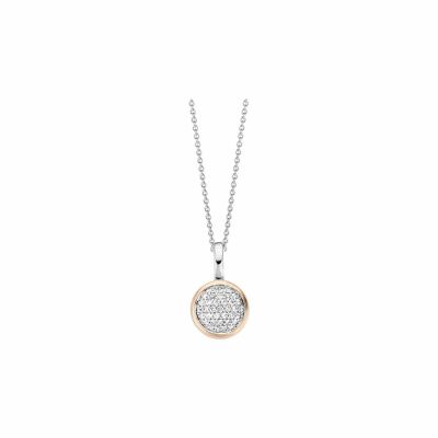 Pendentif Ti Sento en argent rhodié doré rose, serti clos