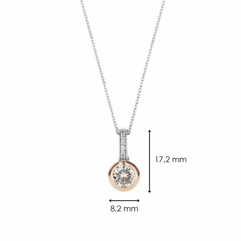 Pendentif Ti Sento en argent doré rose, petit modèle rond