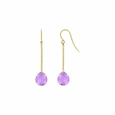 Boucles d'oreilles en or jaune et améthyste