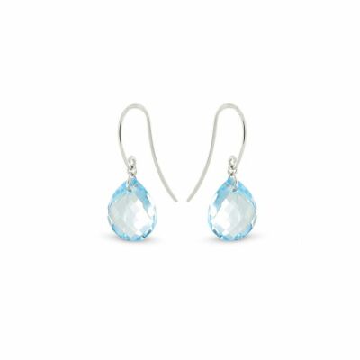Boucles d'oreilles en or blanc et topazes bleues