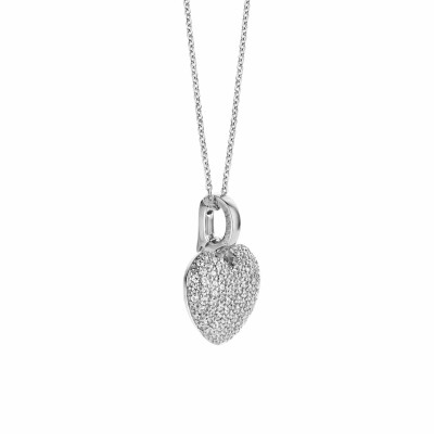 Pendentif Ti Sento en argent, forme coeur pavé