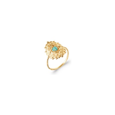 Bague en plaqué or et amazonite