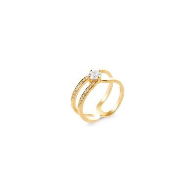 Bague en plaqué or et oxyde de zirconium