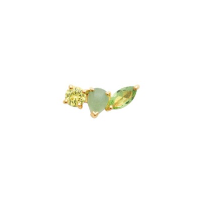 Boucles d'oreilles en plaqué or, oxyde de zirconium et pierres de couleurs