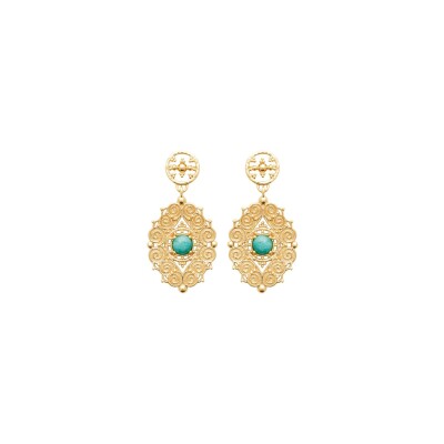 Boucles d'oreilles en plaqué or et amazonite