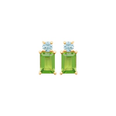 Boucles d'oreilles en plaqué or et pierres de couleurs