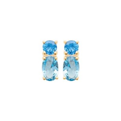 Boucles d'oreilles en plaqué or et pierres de couleurs