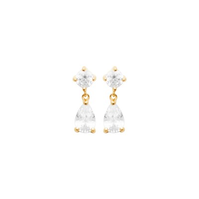 Boucles d'oreille pendantes en plaqué or et oxyde de zirconium