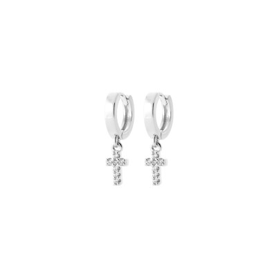 Boucles d'oreilles créoles en argent et oxyde de zirconium