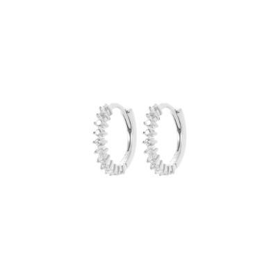 Boucles d'oreilles créoles en argent et oxyde de zirconium