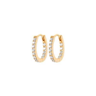 Boucles d'oreilles créoles en plaqué or et oxyde de zirconium