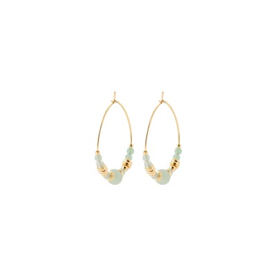 Boucles d'oreilles créoles en plaqué or et aventurine