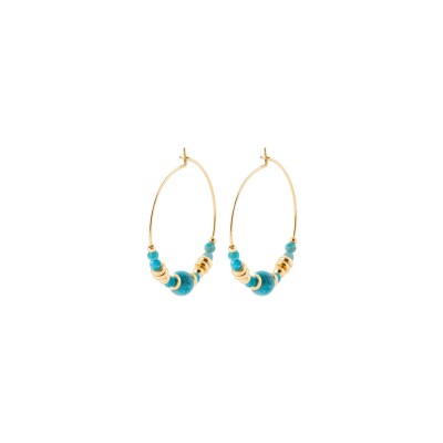 Boucles d'oreilles créoles en plaqué or et apatite