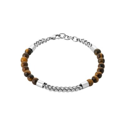 Bracelet en acier et œil de tigre