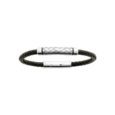 Bracelet en acier et cuir
