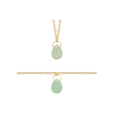 Bracelet en plaqué or et aventurine, 18 cm