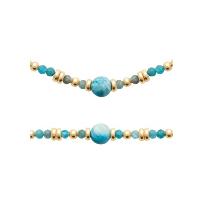 Bracelet en plaqué or et apatite, 18 cm