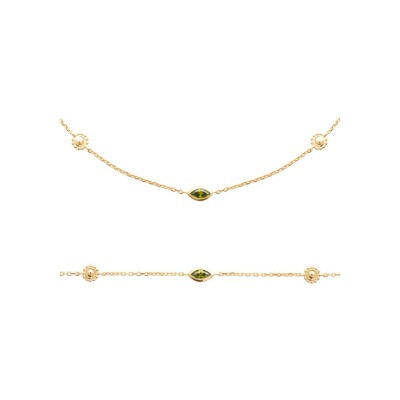 Bracelet en plaqué or, oxyde de zirconium et pierres de couleurs, 18 cm