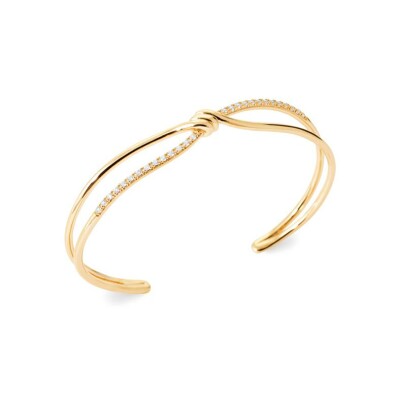 Bracelet-jonc en plaqué or et oxyde de zirconium