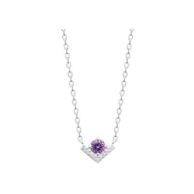Collier en argent, oxyde de zirconium et pierres de couleurs, 45 cm