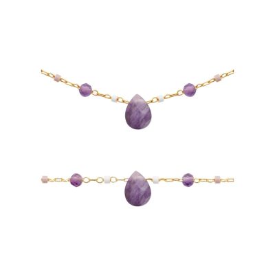Collier en plaqué or et améthyste, 45 cm