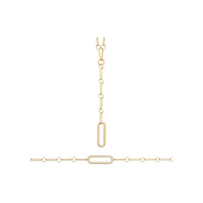 Collier en plaqué or et oxyde de zirconium, 45 cm