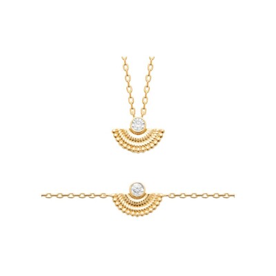 Collier en plaqué or et oxyde de zirconium, 45 cm