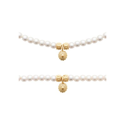 Collier en plaqué or et perle, 45 cm