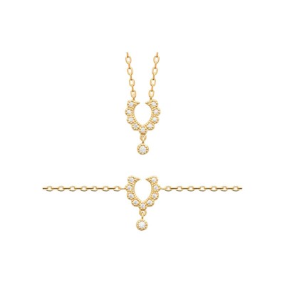 Collier en plaqué or et oxyde de zirconium, 45 cm