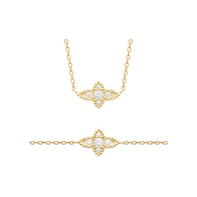 Collier en plaqué or et oxyde de zirconium, 45 cm