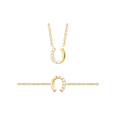 Collier en plaqué or et oxyde de zirconium, 45 cm