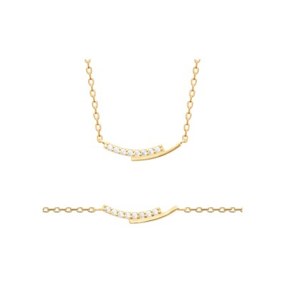 Collier en plaqué or et oxyde de zirconium, 45 cm
