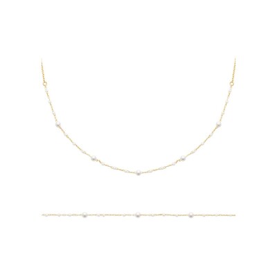 Collier en plaqué or et perle, 45 cm