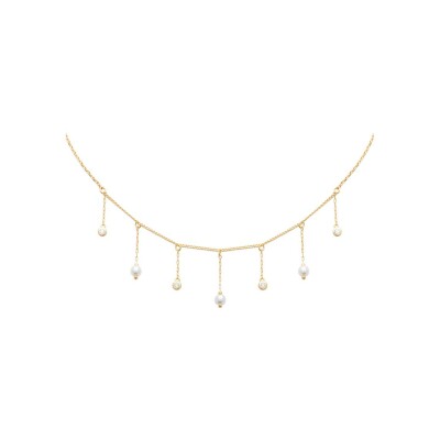 Collier en plaqué or et perle, 45 cm