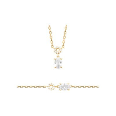 Collier en plaqué or et oxyde de zirconium, 45 cm