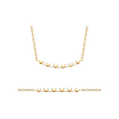 Collier en plaqué or et oxyde de zirconium, 45 cm