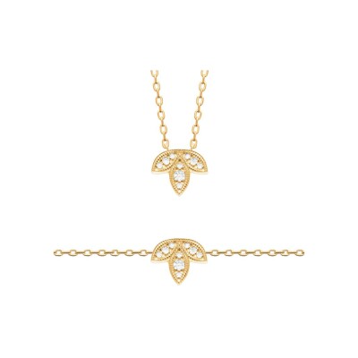 Collier en plaqué or et oxyde de zirconium, 45 cm