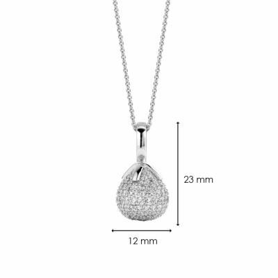 Pendentif Ti Sento en argent, forme goutte pavée